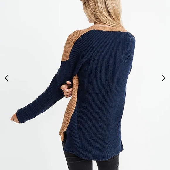 Madewell Thompson Pocket Pullover Sweater in Colorblock In Heather Timber - Picture 4 of 13